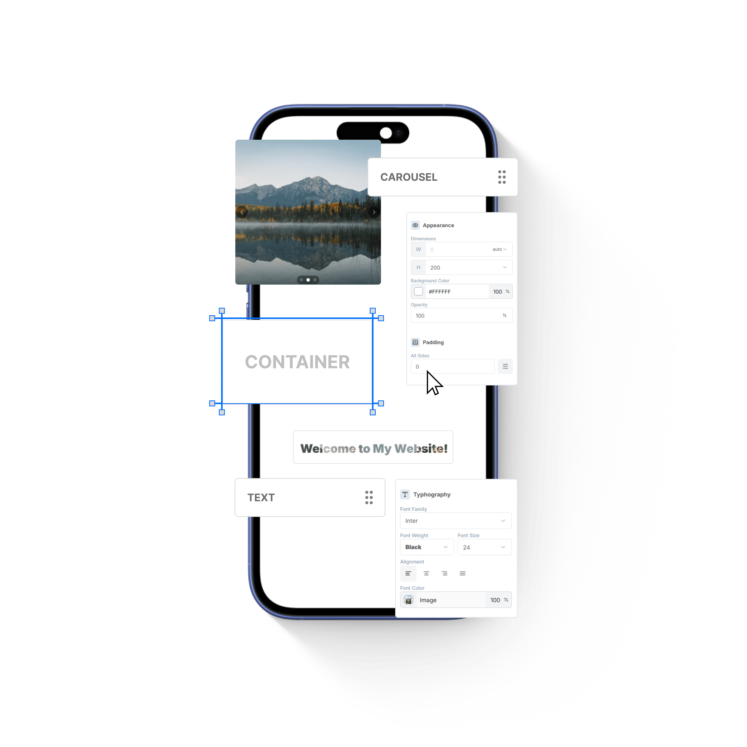 Phone mockup showing app interface